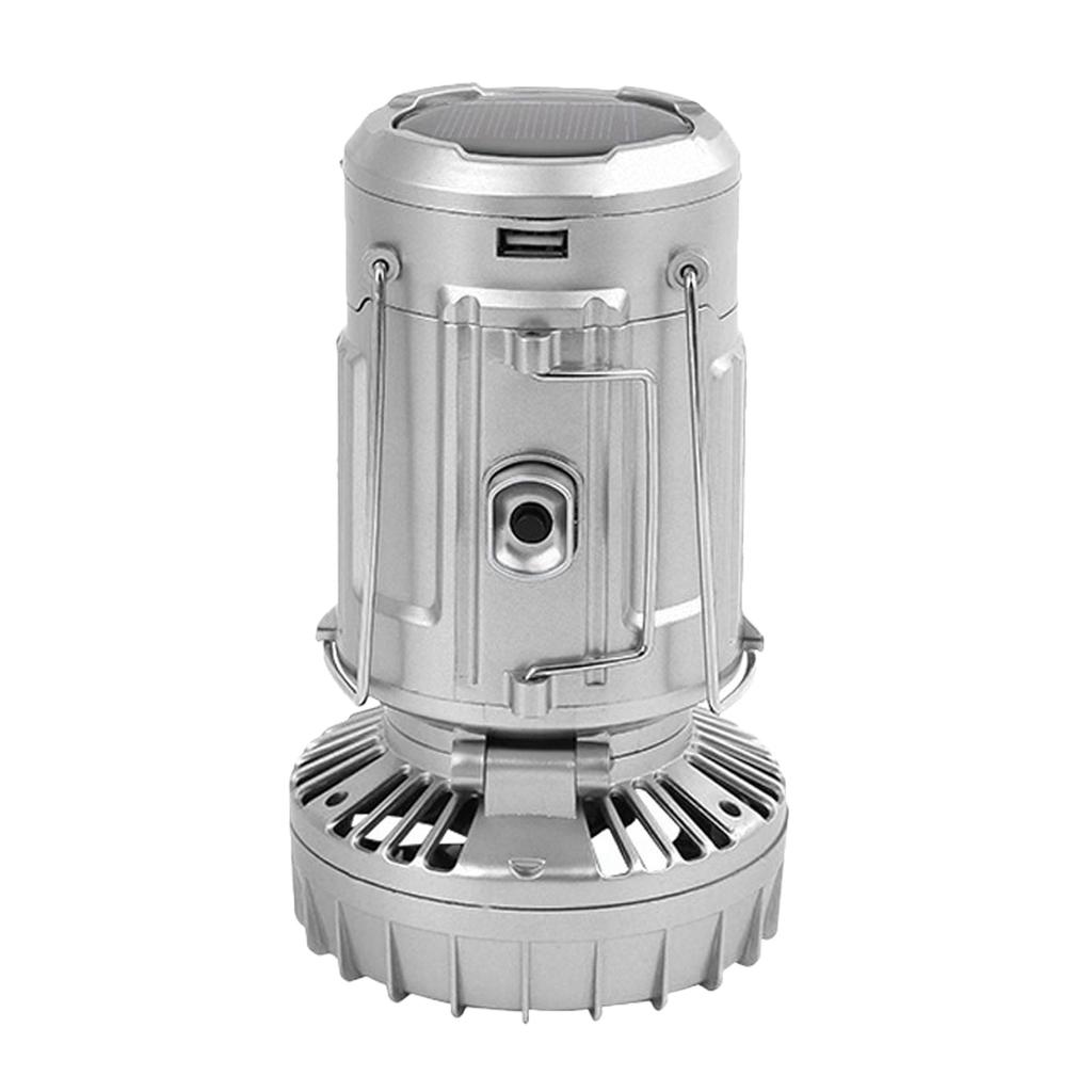 Foldable Camping Lantern Fan Solar/Rechargeable/Battery Powered 1500mAh LED Lantern Handheld Fan Waterproof Power Bank with Hook