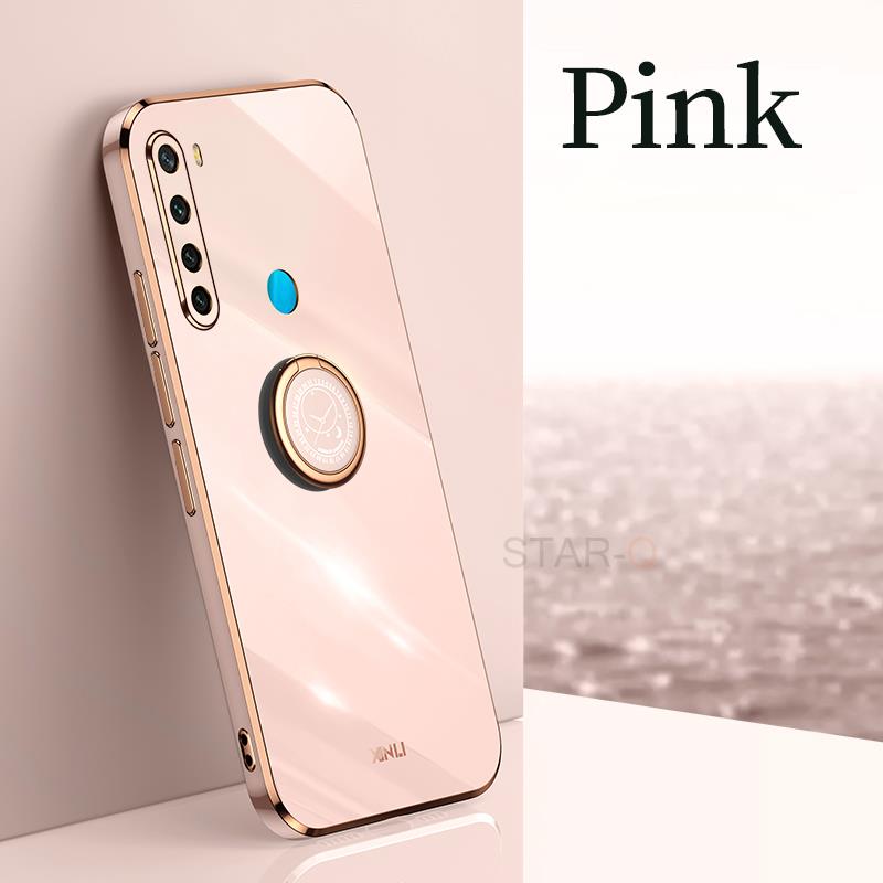Plating Square Finger Ring Holder Phone Case On For Xiaomi Redmi Note 8T 8 T Note8 2021 New Luxury Soft Silicone Stand Cover