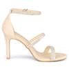 Allegra K Strappy Sandals with Rhinestones, High Heels, Stiletto Heels, Women's, Beige, Size 24.5cm