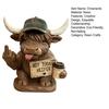 Highland Cow Desk Statue, Funny Middle Finger Cow Figurine with Coffee Cup & Sassy Sign, Cute Farmhouse Desktop Decor, Gag Gift for Coworkers, Office