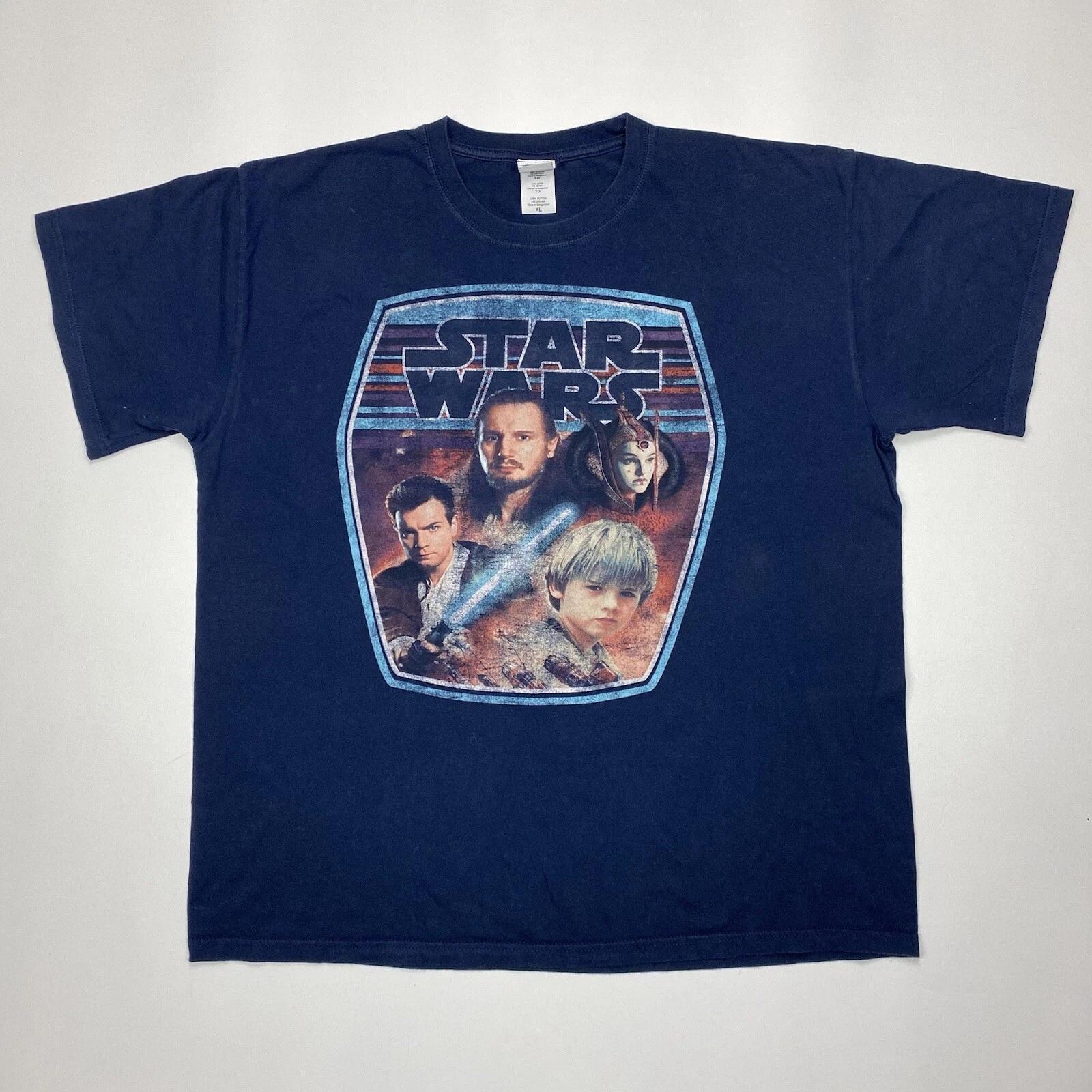 

Vintage Gildan STAR WARS I PHANTOM MENACE MOVIE Blue Size XL L