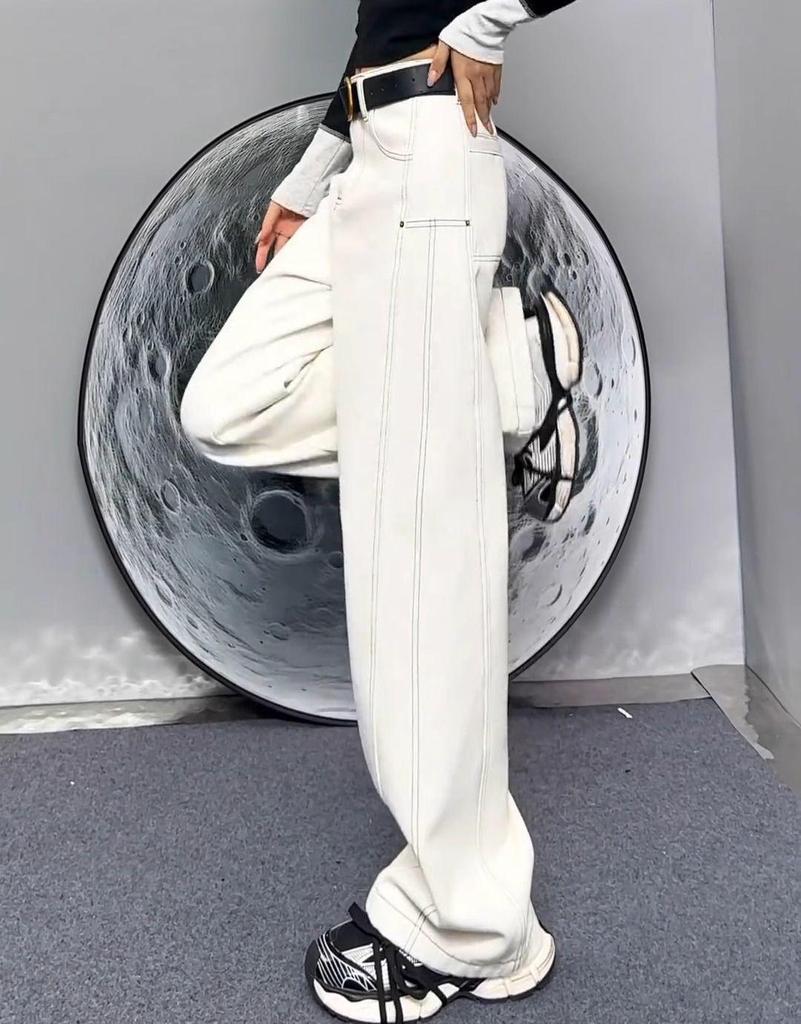 Autumn 2025 Women's High-Waisted Slimming Wide-Leg Jeans: Casual, Loose, Versatile Straight-Leg Design