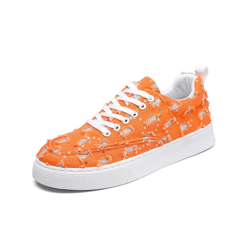 Новые летние парусиновые оранжевые кроссовки мужские модные повседневные городские — фото 8