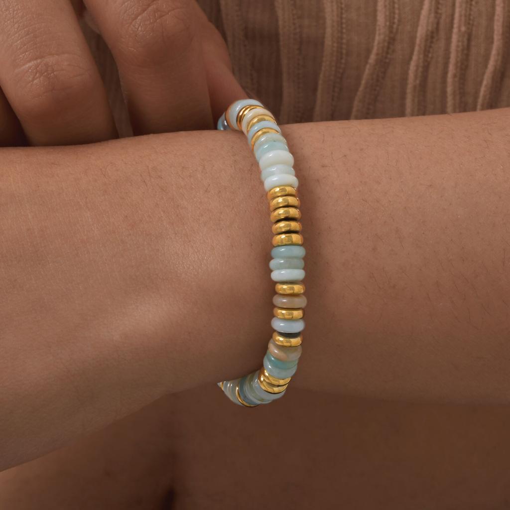 Hande-made Y2K Beaded Colorful Natural Stone Bracelet for Women, Waterproof Healing Yoga Healthy Spiritual Bracelet