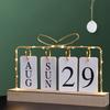 Flipkalender med lys til skrivebord Træ Evig Kalender til Skrivebord Med Måned Dato Visning Skrivebordskalender til Hjemmekontor Indretning