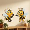 2Pcs Sun Resistant Garden Bee Hanging Plaque 2D Flat Outdoor Bee Art Hanging  Courtyard Outdoor