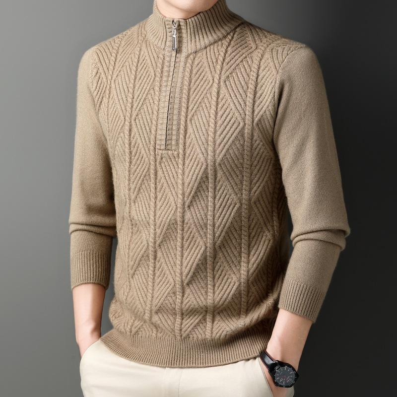 Men's High-End Half-Zip Winter Sweater - Thickened, Warm, Business Casual Pullover Knitwear