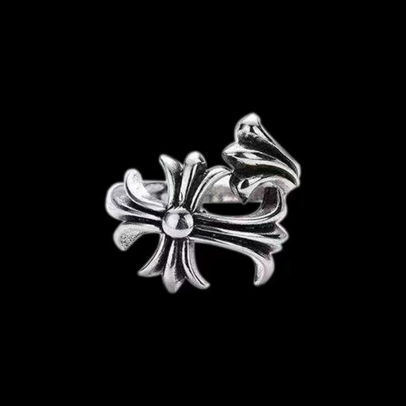 Rock Hip Hop Vintage Prsten Hipster Přehaný Vrána + Prsten na Ukazováček Dámský Prsten s Vyrytým Křížem