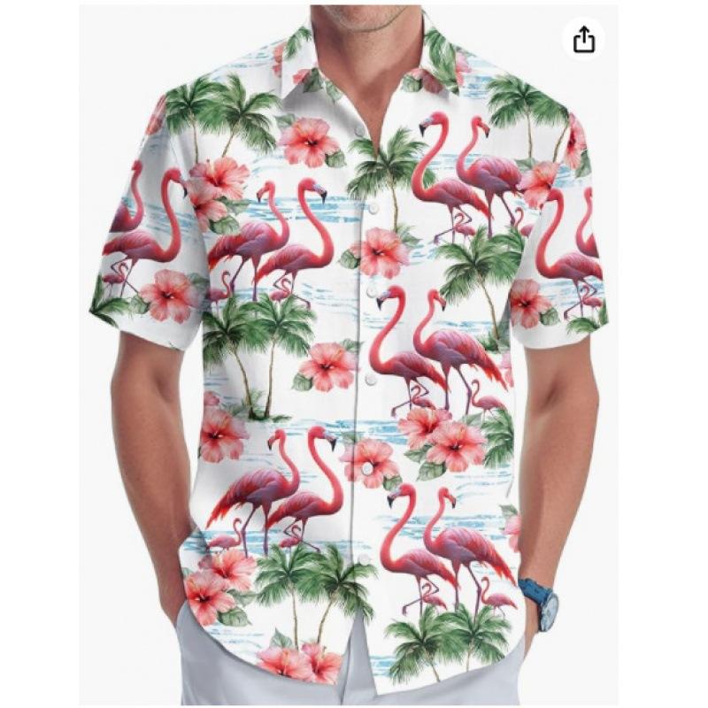 A new large-size men's fashion digital printing short-sleeved shirt in summer from the source manufacturer