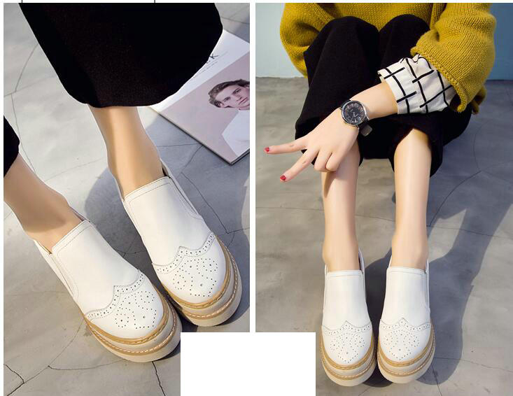 Fashion New Arrival Woman Summer Casual Genuine Leather Thick Sole Shoes Women Creepers Casual Breathable Flat Platform Shoes 2024 Dfv