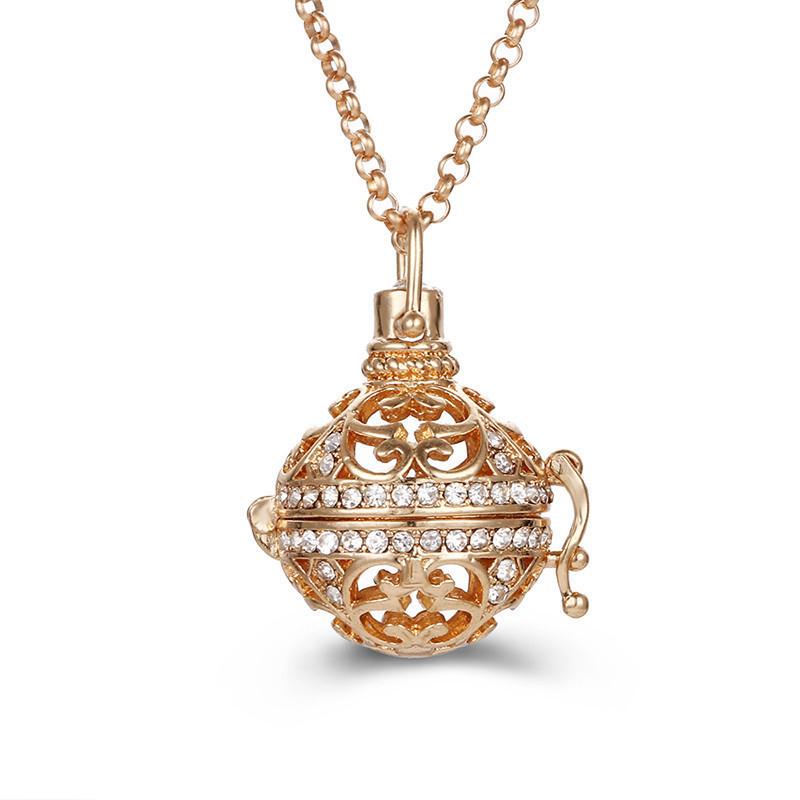 Popular Multi Styles Hollow Vintage Necklace Jewelry Music Ball Pregnancy Bell Necklace Aroma Essential Oil Locket Pendant