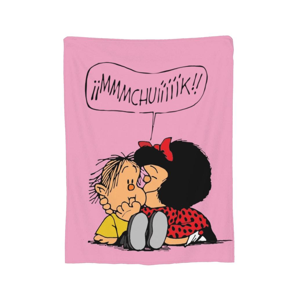Cute Mafaldas Cartoon Blanket Cover Flannel Anime Lightweight Throw Blanket for Airplane Travel Bed Rug
