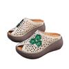 Sandals women 2025 summer women's shoes real soft leather hollow sandals retro middle-aged and elderly outer wear fish mouth slippers