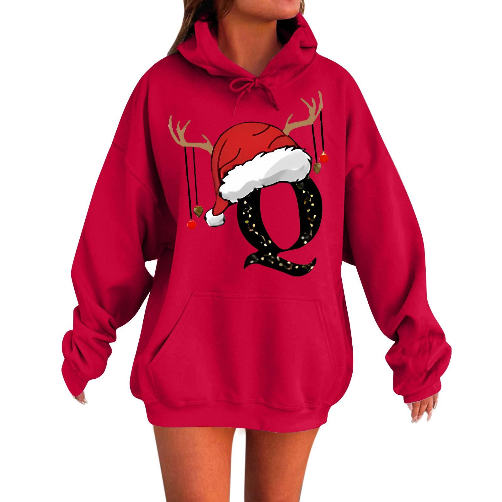 

Женская мода повседневная толстовка с капюшоном с длинным рукавом и круглым вырезом с карманами M красный