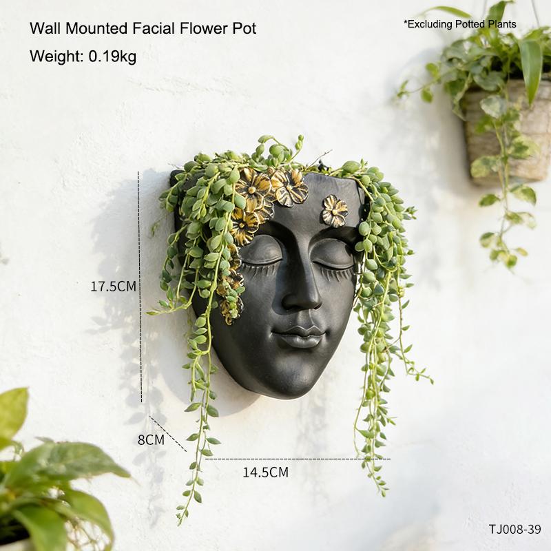 

Artistic Face Shaped Wall Mounted Flower Pot Creative Wall Decoration Suitable for Green Plant and Flower Placement