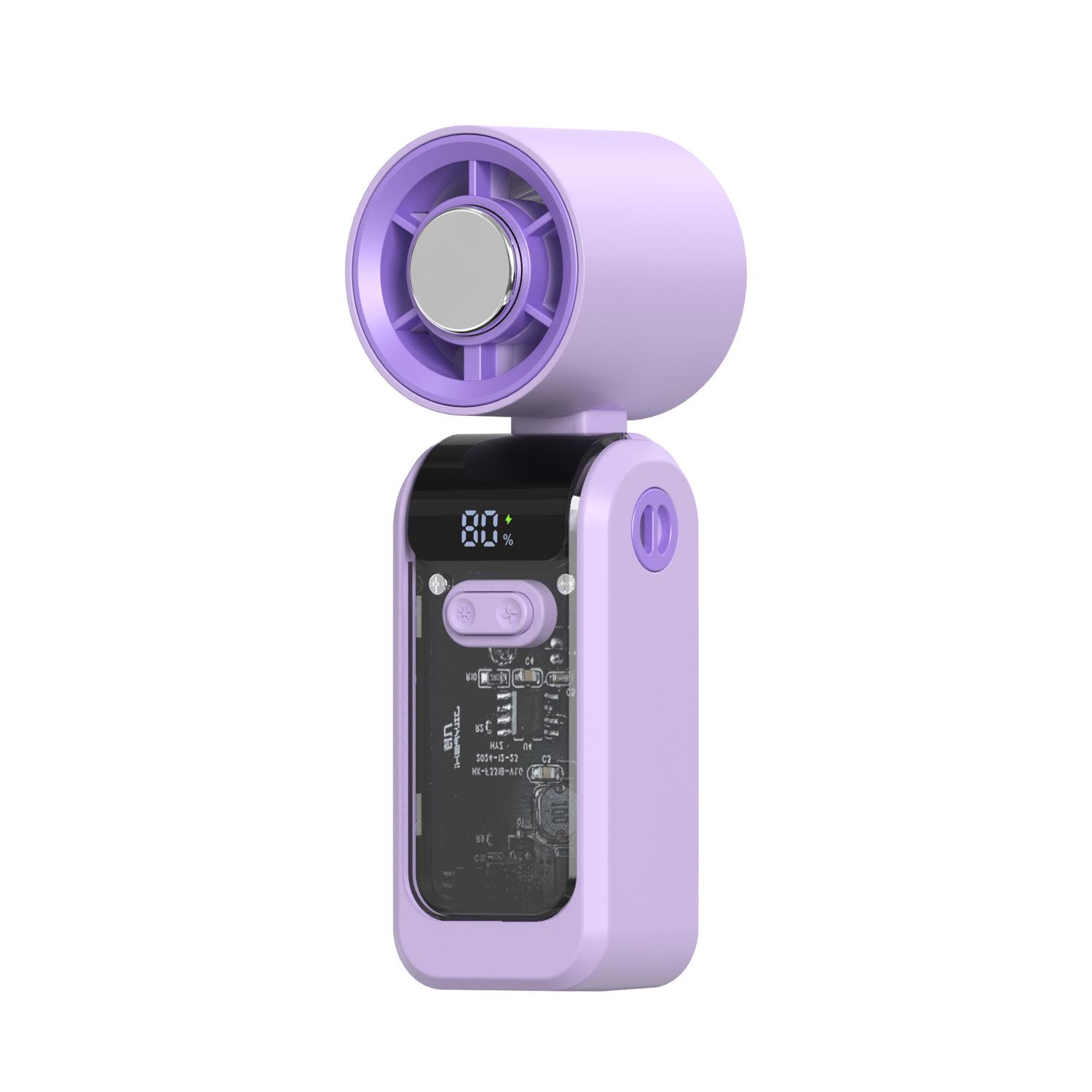 Rechargeable Leafless Neck-Hanging Fan with Digital Display 57*51*137.5mm