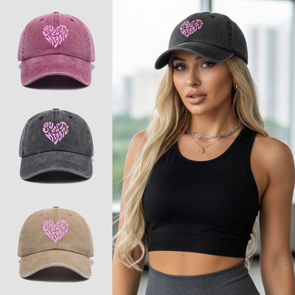 Sweet Heart Printed Visor Baseball Cap For Man Women Hiking Fishing Vacation