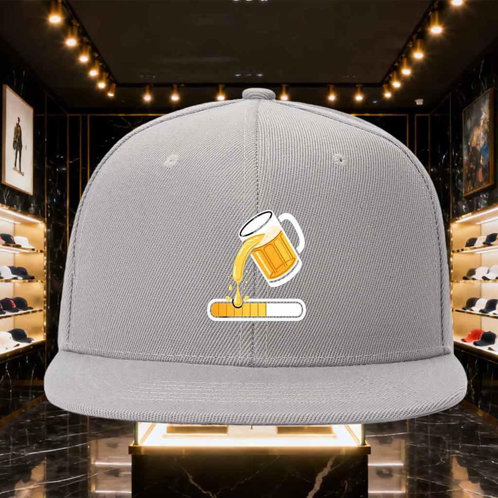 Beer Loading Bar Funny Graphic Flat Brim Baseball Cap Polyester Casual Streetwear Snapback Hat