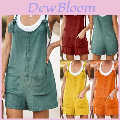 Comfortable Women's Sleeveless Jumpsuit Dungarees With Handy Pockets Overalls Shorts