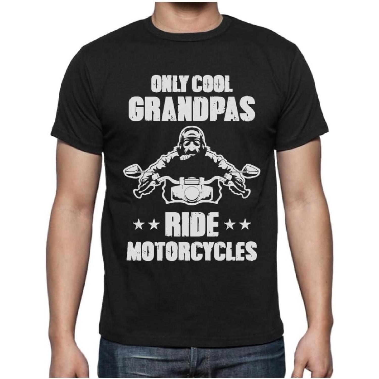 Tstars TeeStars - Only Cool Grandpas Ride Motorcycles - Gift for Biker Papa T-Shirt S