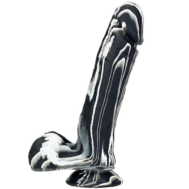 Simulation Liquid Silicone Phallus Sucker Oversized Super Soft Thick Black Female Big Penis Soft Sex Props Masturbation Stick