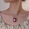 New Huabi Jewelry Copper Bottom Gold-plated Simulation Orange Red Zirconium Temperament Pendant Necklace Main Stone 20 * 28