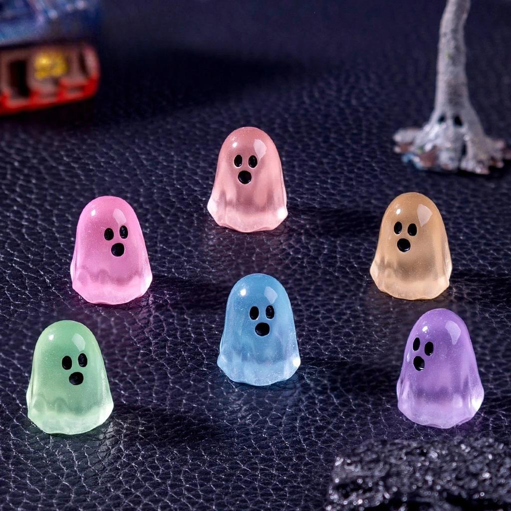 6Pcs Luminous Ghost Figures Glowing At Night Action Figurine Small Micro Landscape Miniatures Halloween Decoration Gifts