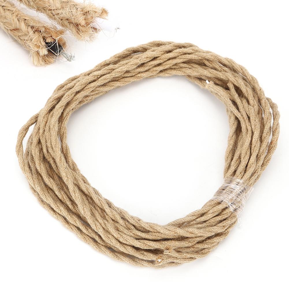 Vintage Lina Konopna Skręcona Para Przewód Elektryczny Kabel   Akcesoria do Lampy Żyrandolowej