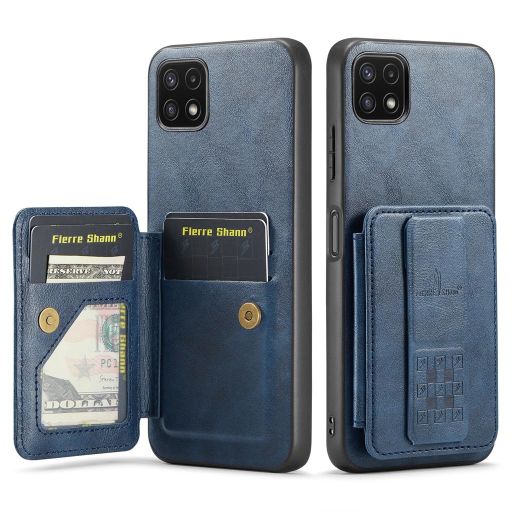 For Samsung Galaxy A22 5G (EU Version) Case RFID Blocking Card Slots Leather+TPU Phone Cover