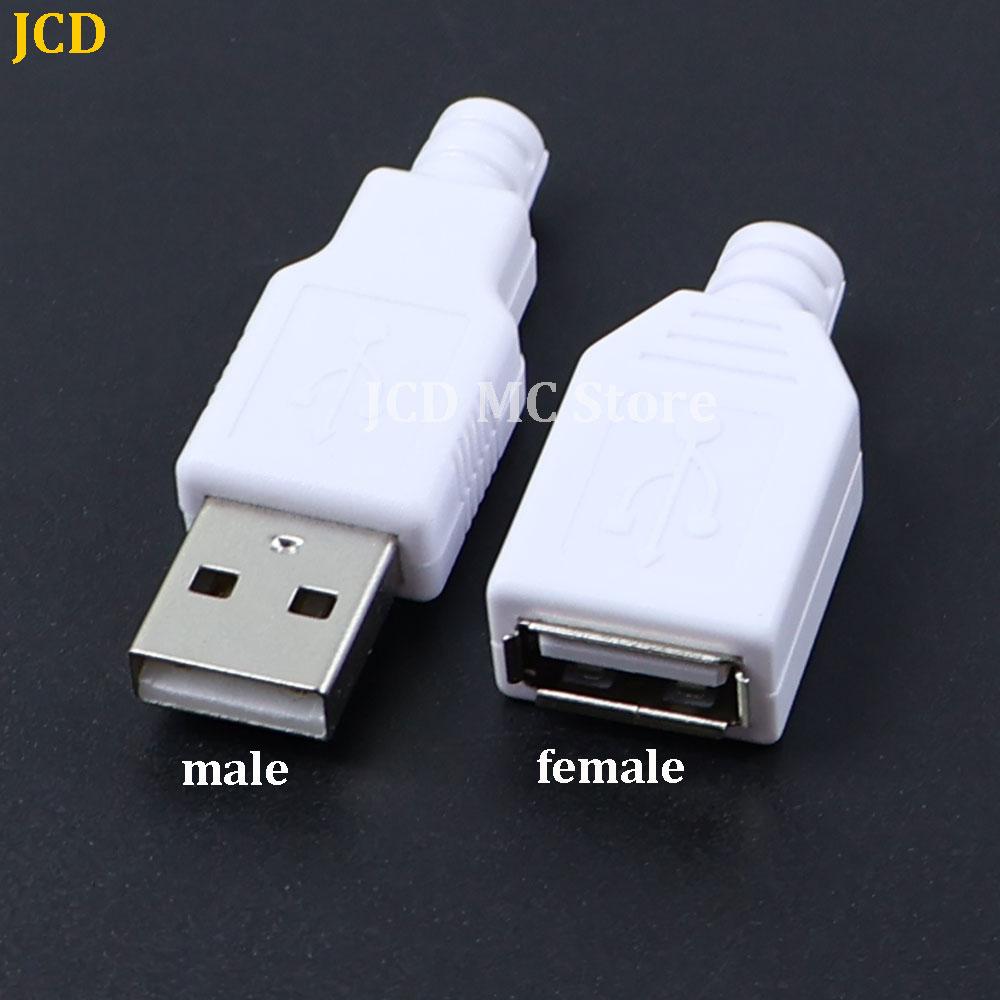 10-50Pcs USB Type A 4Pin Connector Male Female Socket With Black White Plastic Cover USB 2.0 Type-A 4 Pin Soldering DIY Kits