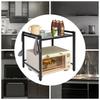 Bymaocar 2 Tiers Adjustable Microwave Stand Black Extendable Oven Shelf Wear-resistant Kitchen Countertop Organizer with Hooks