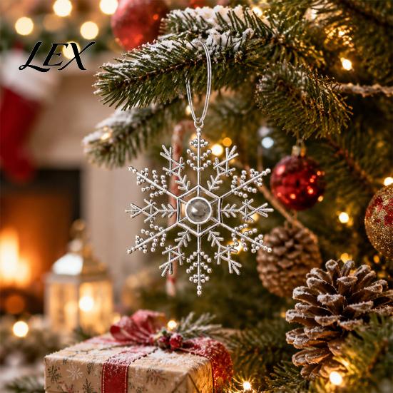 Decorative Ornaments for Christmas Season 3Pcs Tree Snowflakes Ornaments, 10cm Glitter Hanging Plastic Snowflake Reusable Holiday Party Window Display