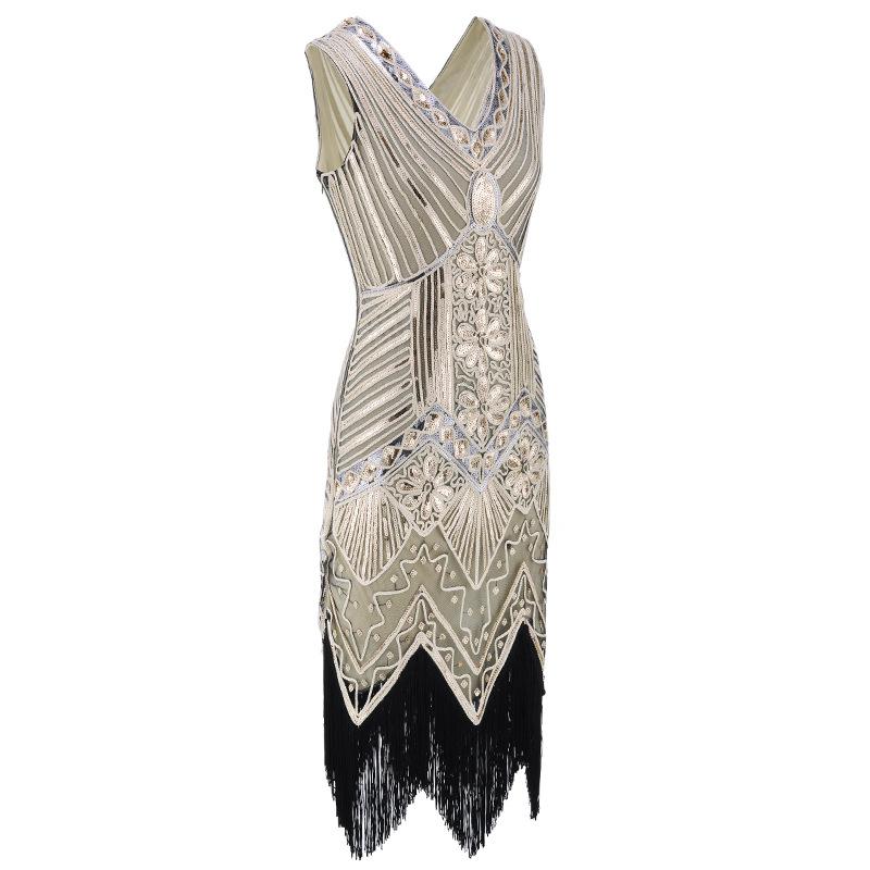 High-end explosive sequin hand-woven dress retro sequin dress physical picture