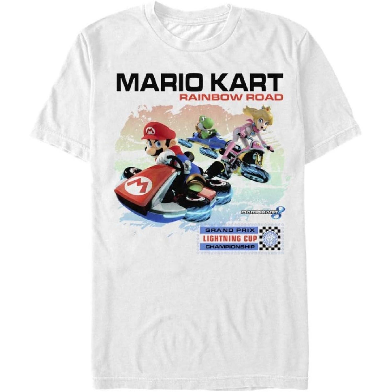 Мужская футболка Nintendo Mario Kart Rainbow Road S белый