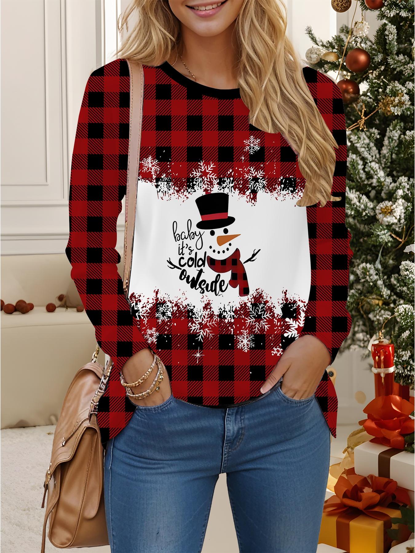 

Tops for Women 3D Christmas Print Round Neck Long Sleeve T-shirt Fall Casual Slim Pullover Women s Long Sleeve Top XXL белый