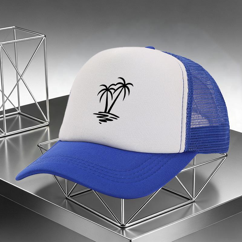 Palm Tree Beach Sunset Trucker Hat Adjustable Mesh Breathable Summer Vacation Baseball Cap Unisex