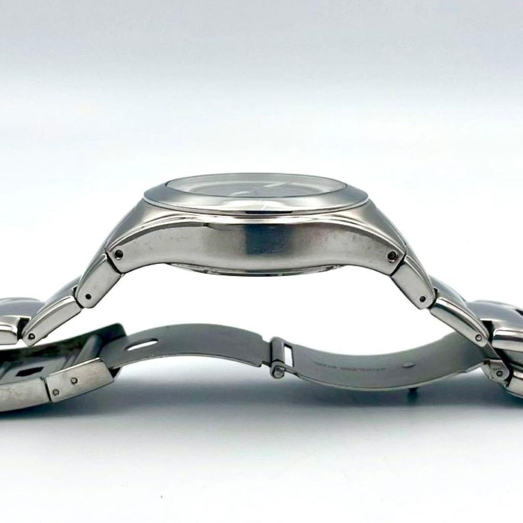 Used 901 Rare New Battery FOSSIL Big Chick Hiragana Dial Ana-Digi Watch Quartz Men's Silver Working