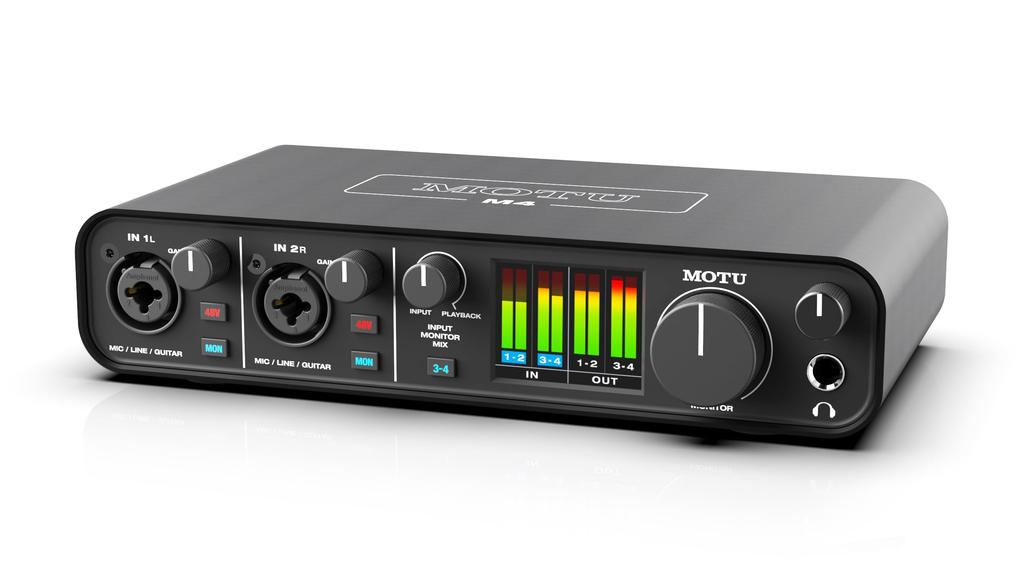 MOTU M4 USB Audio Interface with for Song Guitar DAW Software Effects Included 4-in 4-out USB-DAC Gaming, iPhone/iPad Compatible, Streaming,
