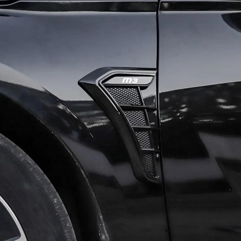 Carbon Black Car Fender Side Vents Air Flow Intake Hole Shark 3D Grille Sticker Cover for BMW M1 M2 M3 M4 M5 Car Accesorios