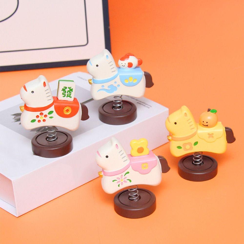 Cartoon Resin Cartoon Horse Statue Handcrafted Rocking Horse Figurine  Home Decoration