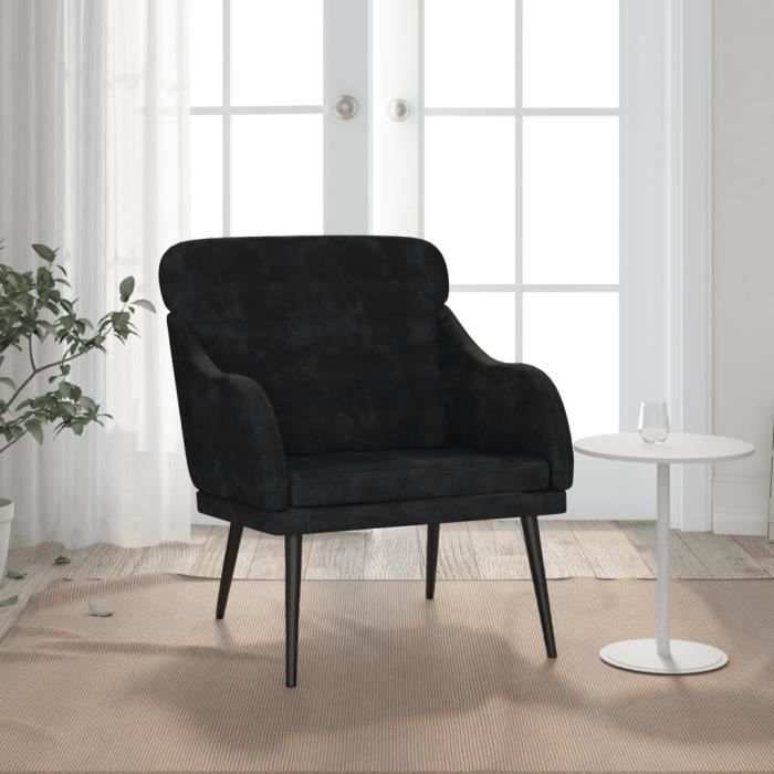 351440 vidaXL Fauteuil Noir 63x76x80 cm Velours