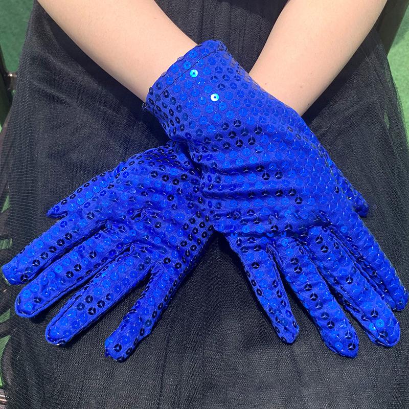 Adult Sparkling Glitter Stage Gloves Night Dance Performance Sequins Short Gloves Costume Cosplay Accessories