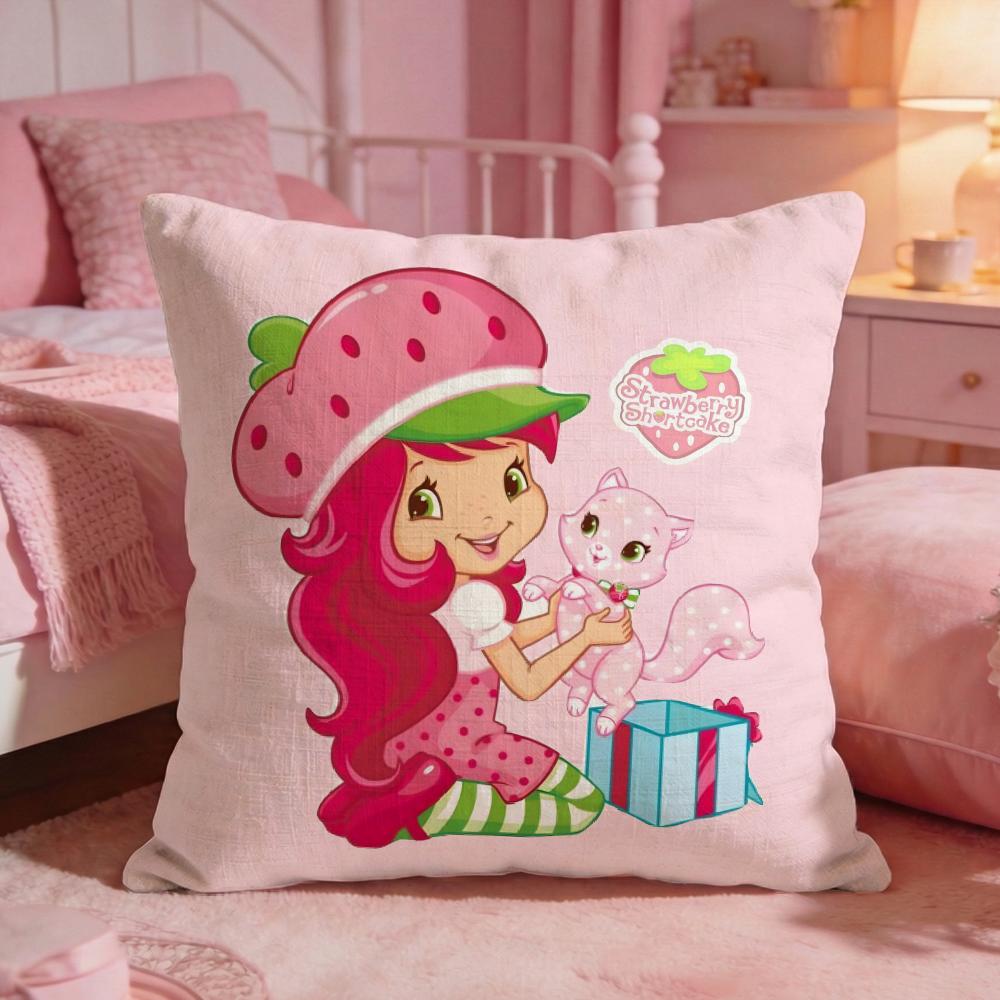 sStrawberry Shortcake Cushion Cover Premium Comfort Reversible Pillow Cove Two in One Design for Any Room Car Interior