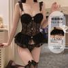 Women's Mesh Deep V Underwire Push Up Flutter Sleeve Cami Lingerie Sleep Dress Set