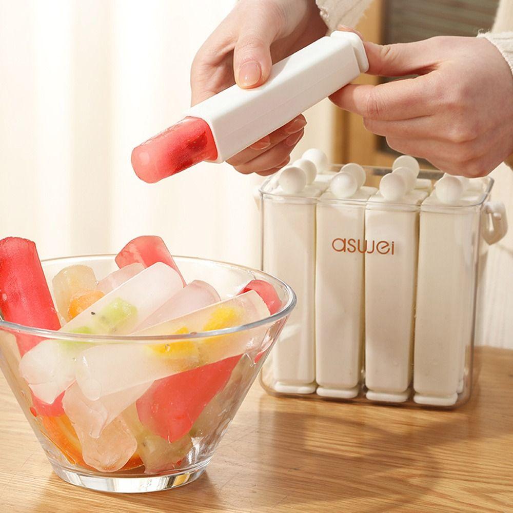 With Lid Old Popsicle Mold Silicone Frozen Ice Cream Molds New Long Bar Ice Tray for Freezer