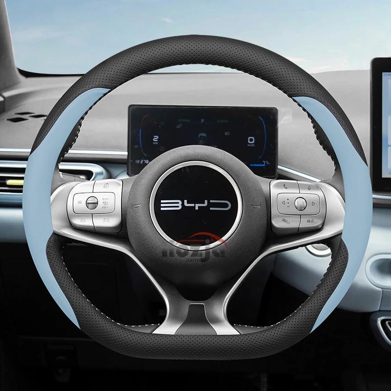 Leder Lenkradbezug für Auto für BYD Atto 3 Yuan Plus TANG Song plus 2022 2023 2024 2025 Kein Nähen von Hand erforderlich Zubehör