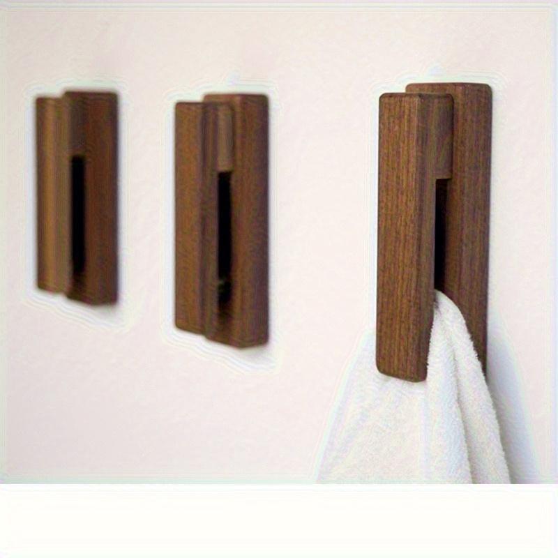 1 PC Rustic Wood Towel Hooks Wall Mount Storage Hanger Cap Rack Adhensive Strip Home Decor Organization Bathroom Kitchen Knobs
