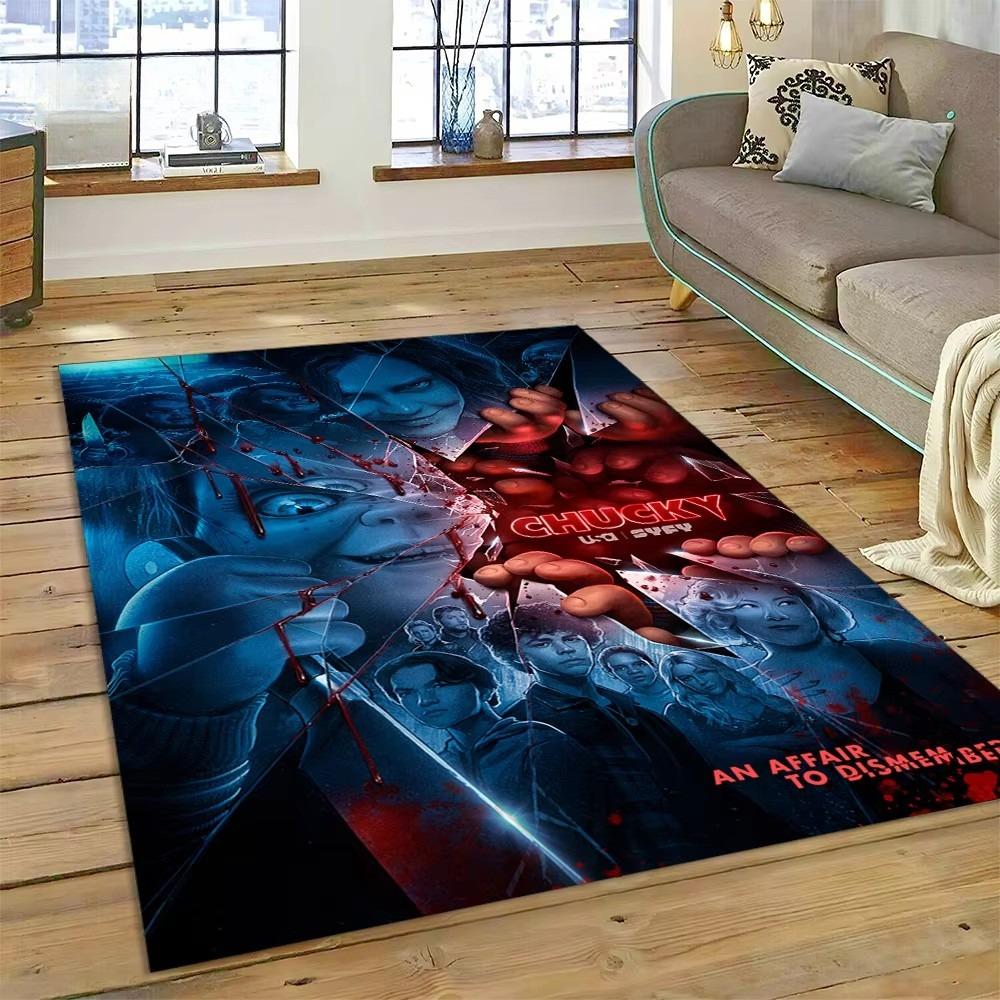 Tappeto Personaggio Film Horror Chucky Pennywise Halloween per Camera da Letto Soggiorno Casa Decorazione Divano, Tappetino Grande Decorativo da Pavimento