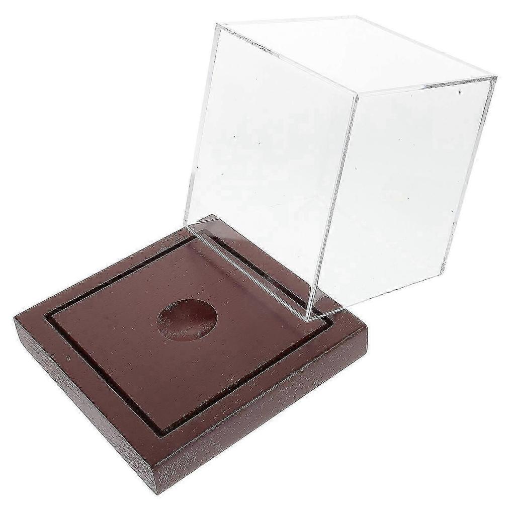 2026 Best!! Baseball Display Case with Wooden Base for Storage Durable Acrylic Clear Collectibles Box 7.5 X 7.5 Inches
