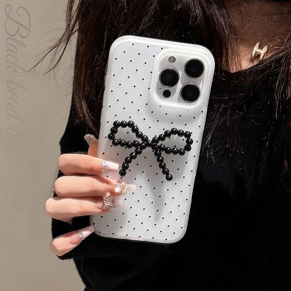 Temperament Polka Dot Bow for IPhone 17 Mobile Phone Case 15 Promax Retro Three-dimensional for Iphone 16 Frosted 13